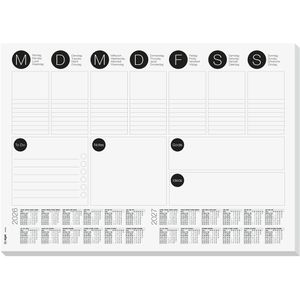 Sigel Schreibunterlage H6506, Wochenplaner, weiß, Papier, liniert, 30 Blatt mit Kalender 42 x 29,7cm