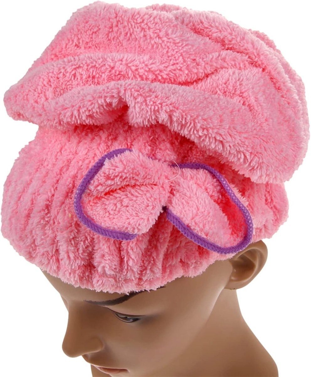 Microfiber Turban Haardroger Handdoek - Super Absorberend - Roze - 100 gram