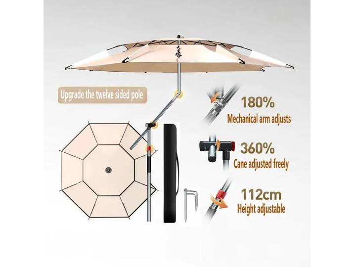 Parapluie de pêche Camping Double couche parasol de plage Protection solaire imperméable parasols de Patio grand Parasol abri de Camping