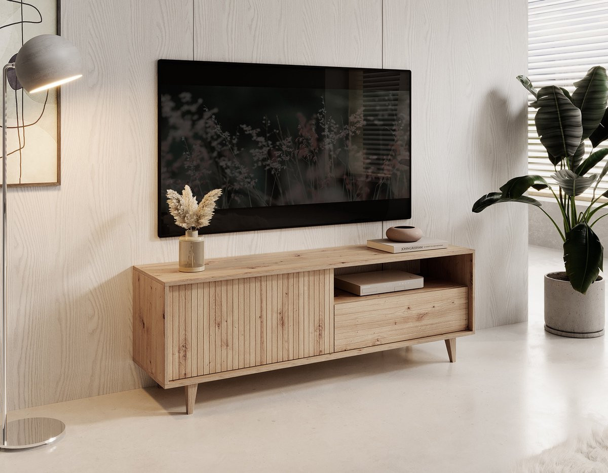 Meubella TV-meubel Fuzeta modern eiken breedte: 152 cm