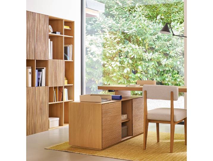 AM.PM Bibliothèque 4 portes, chêne et plaqué, pour bibliothèque modulable MIKUBE Beige