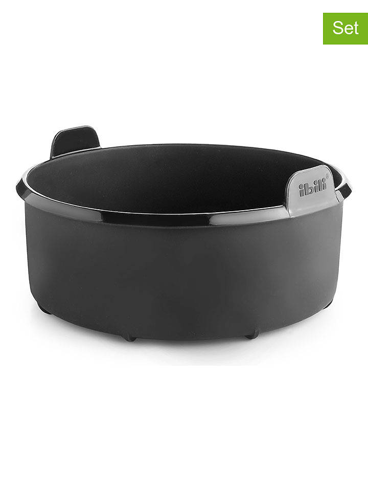 Ibili 2er-Set: Heißluftfritteusen-Backform in Schwarz - Ø 16 cm - onesize