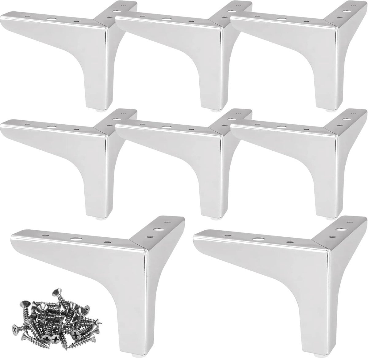 Ibenzoa set van 8 zilverkleurige metalen meubelpoten inclusief schroeven
