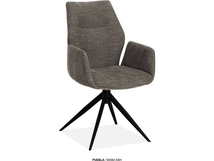 Esszimmerstuhl OMG DESIGN Puebla , grau (ash, schwarz, ash), B:55,5cm H:91,5cm T:63,5cm, Polyester, Stühle, Esszimmerstuhl, Drehstuhl mit auto-return, Armlehnenstuhl