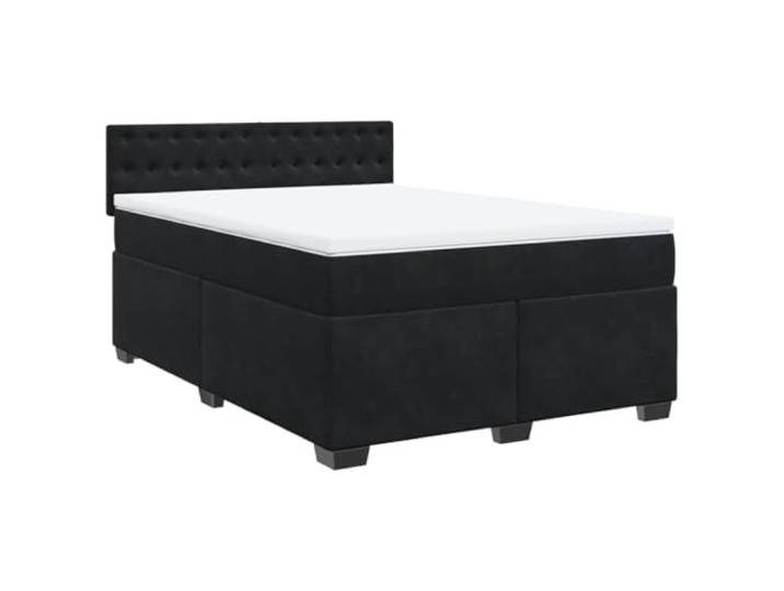 vidaXL Boxspringbett mit Matratze Schwarz 140x200 cm Samt