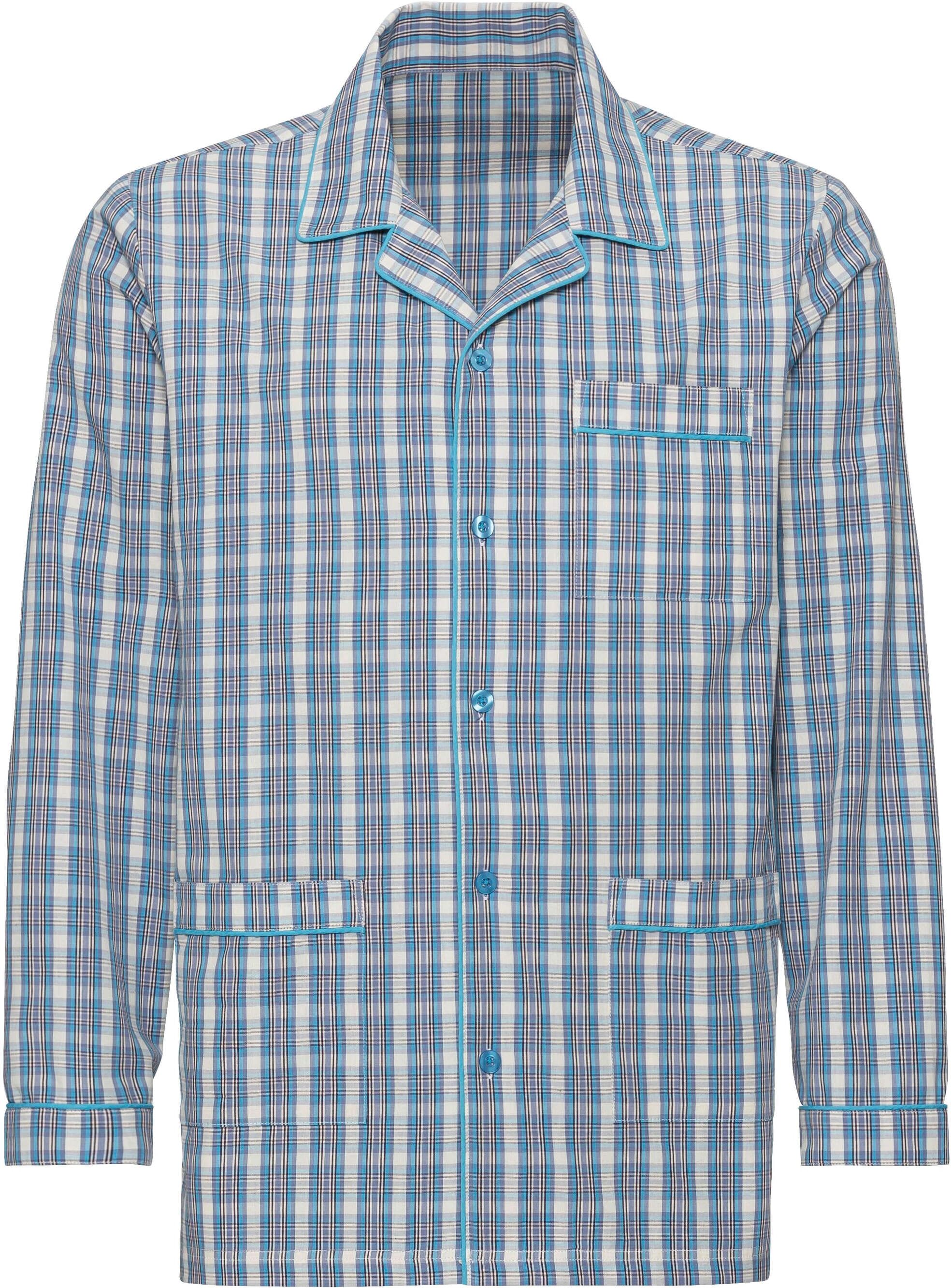 Pyjama WITT "Pyjama Pyjama", Herren, Gr. 44, blau, kariert, Homewear-Sets Pyjama