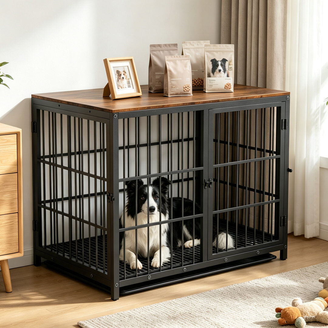 Archie & Oscar Harriet Furniture Style Crate with 3 Doors Black 81 cm H x 120 cm W x 77 cm D
