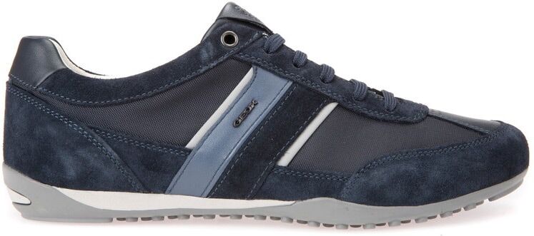 Sneaker GEOX "U WELLS C", Herren, Gr. 45, Synthetik Textil, blau (navy), Synthetik, Textil, Veloursleder, Schuhe Sneaker, Casual Schuh, Schnürschuh mit Logoverzierung navy 45, Synthetik Textil