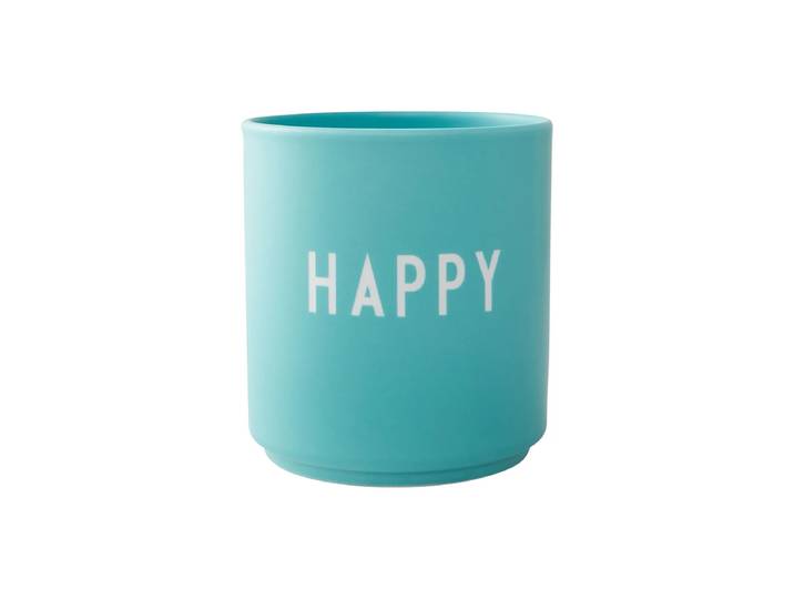 Design Letters - AJ Favourite Porzellan Becher, Happy / aqua