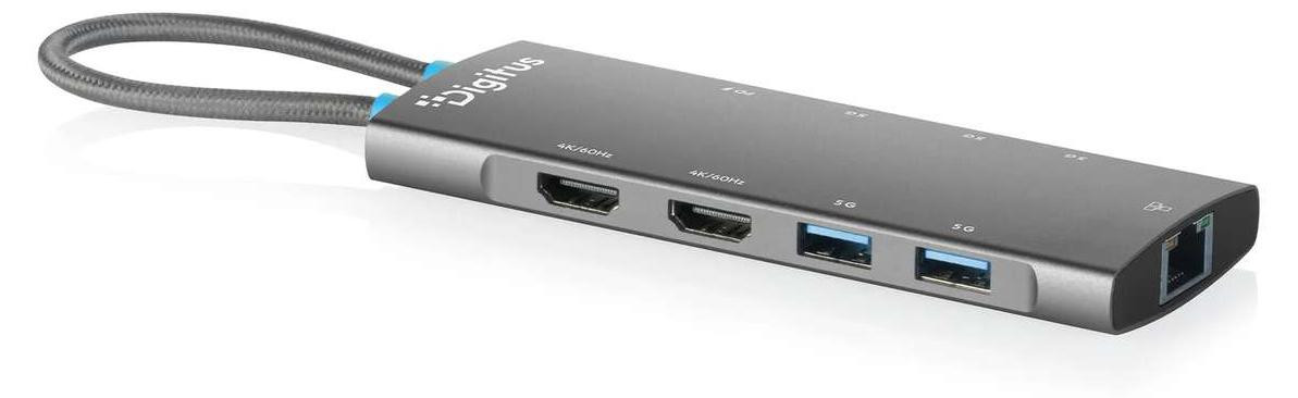 Digitus USB-C dockingstation met 9 poorten, universeel, grijs