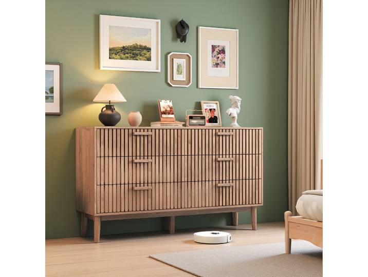 ROSAHQNDA Commode avec 6/4 tiroirs, armoire moderne, large coiffeuse rétro en bois, pour salon, chambre à coucher