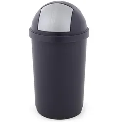Mülleimer Bulletbin Push blau-grau 50 L Kunststoff Abfallbehälter mit rundem Top und Pushdeckel