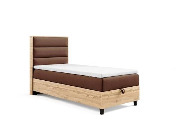 Best For Home Trinity K-1 Einzel Boxspringbett mit Matratze und Stauraum Bonellfederkern Einzelbett inkl. Topper Bett mit Bettkasten 90x200 Gepolsterte Kopfteil Bett - Liefer und Aufbauservice