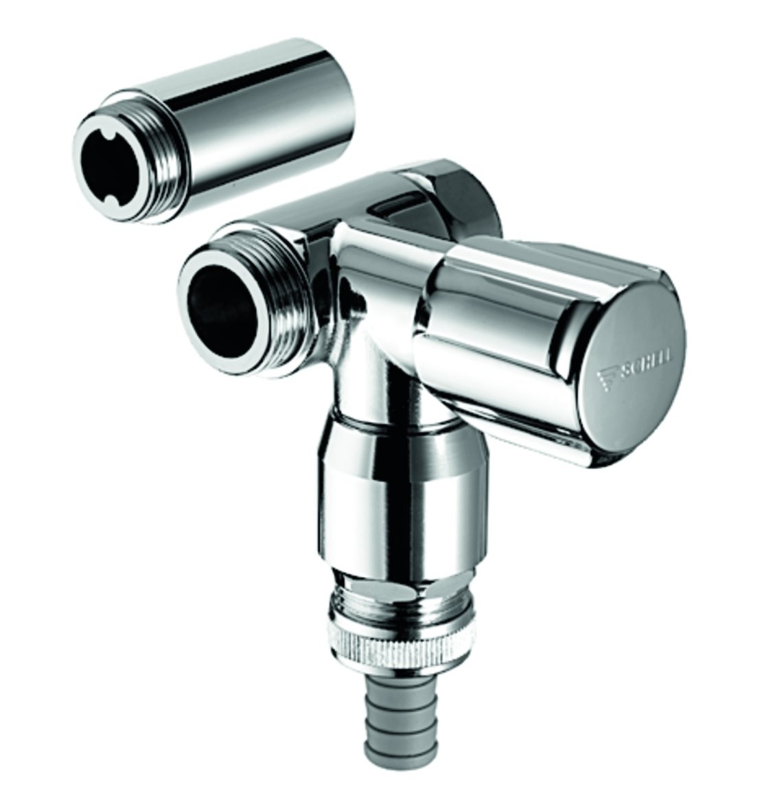 Schell NA-Ventil COMFORT mit RFV und RB 3/4""chrom für Wandbatterien Anschluß re 033260699