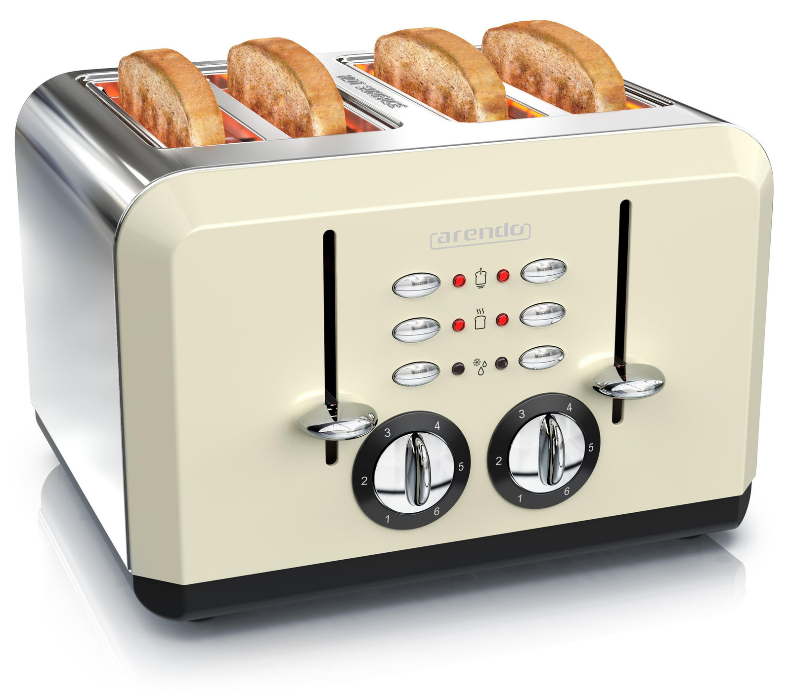 Arendo broodrooster voor 4 boterhammen, 1630 W, roestvrij staal, beige