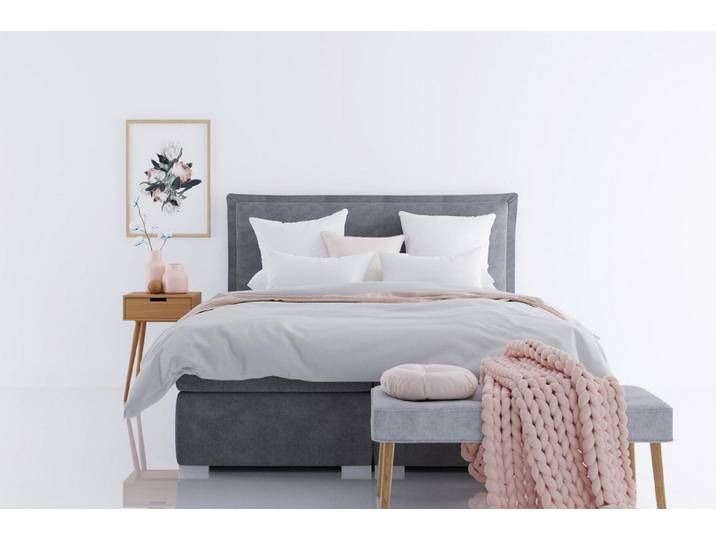JVmoebel Boxspringbett Luxuriöses graues Boxspringbett aus Stoff mit Bettkästen (1-St)