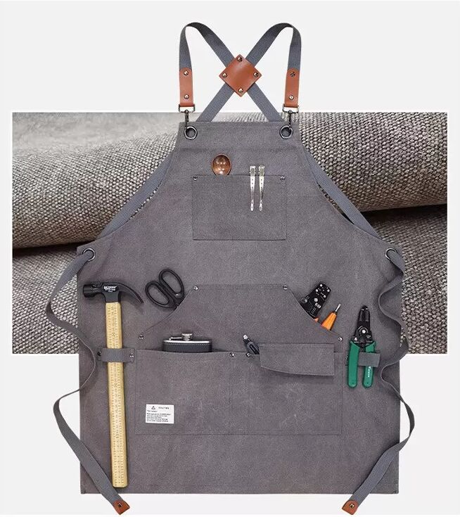 INF Wasserdichte Garten-Schürze aus Canvas – Arbeits-Schürze mit Taschen für Floristen, Köche und Baristas