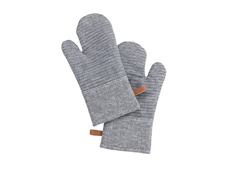 WENKO Gants de Cuisine Anti Chaleur Ada Manique de Cuisine avec dragonne Gants Anti-Chaleur avec Silicone pour faciliter la Manipulation Lot de 2 Gants Coton 17x33x3 cm Gris structuré