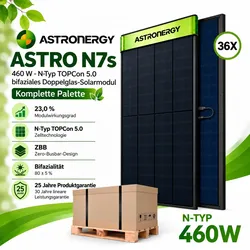 Astronergy  460W  (CHSM48RN(DG)(BLH)/F-BH)  bifaziales  Doppelglas-Solarmodul  Black  36  Stk  Palette