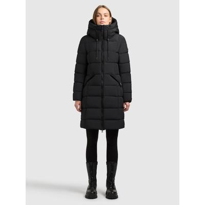 Steppmantel KHUJO "ARLENE", Damen, Gr. M, schwarz, 100% Polyester, unifarben, regular fit knielang, eingesetzt elastischer Bund, Mäntel Steppmantel
