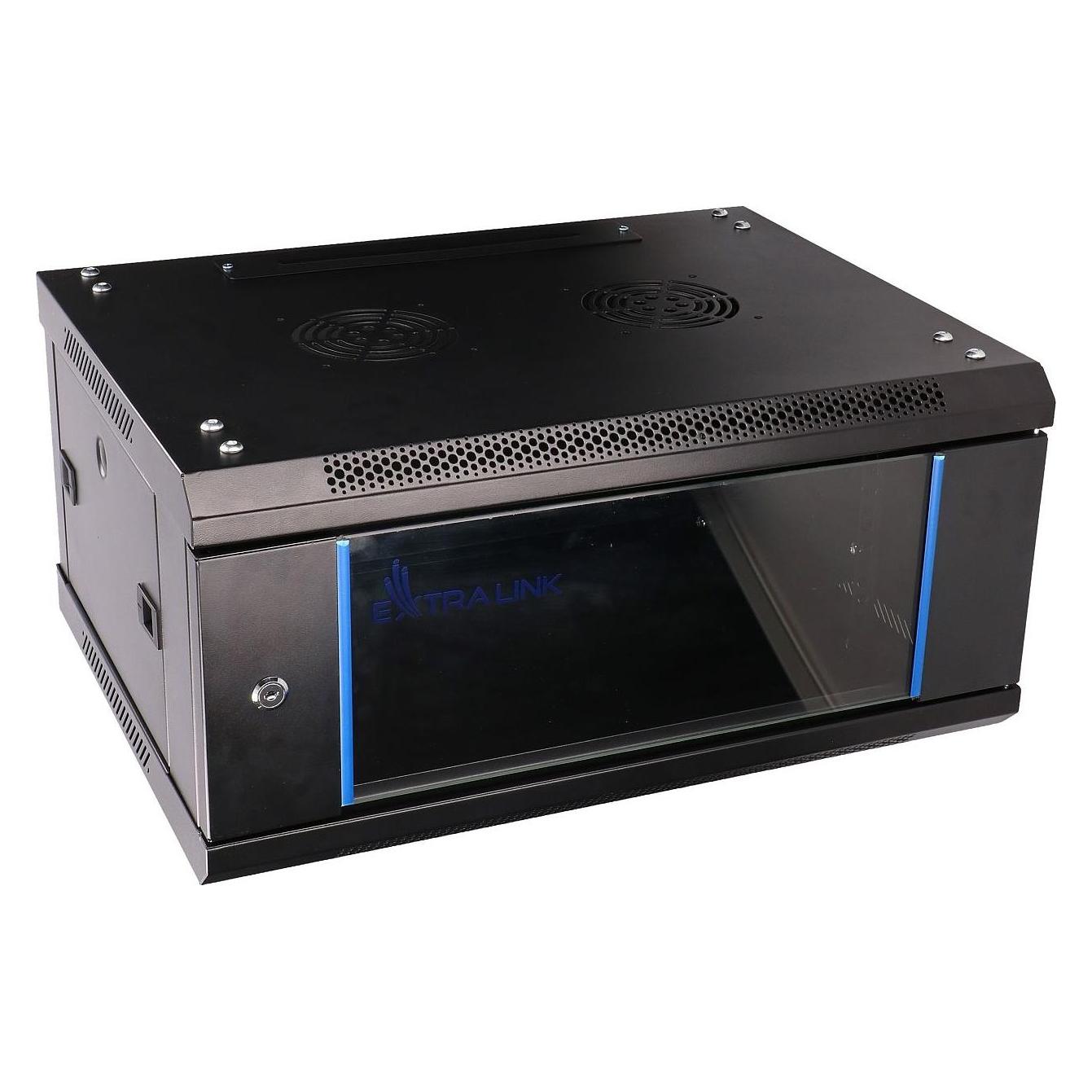 Extralink 4U 600X450 WALL-MOUNTED RACKMOUNT CABINET BLACK Wall mounted rack (4 HE, 19 Zoll Rack) (EX.2886)