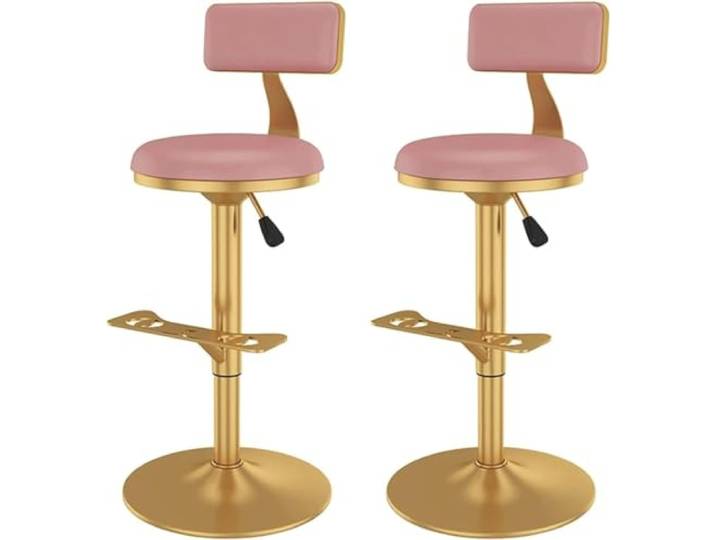 VNCdfhETs Barstuhl 2er-Set Barhocker, Drehbarer Aus Pu-Leder Mit Rückenlehne, Barstuhlhöhe 60-80 cm, Gepolsterte Thekenhocker Barhocker(Pink)