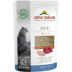 Almo Nature HFC Jelly 55g Beutel Katzennassfutter Sparpaket 48 x 55 Gramm Thunfisch & Seezunge