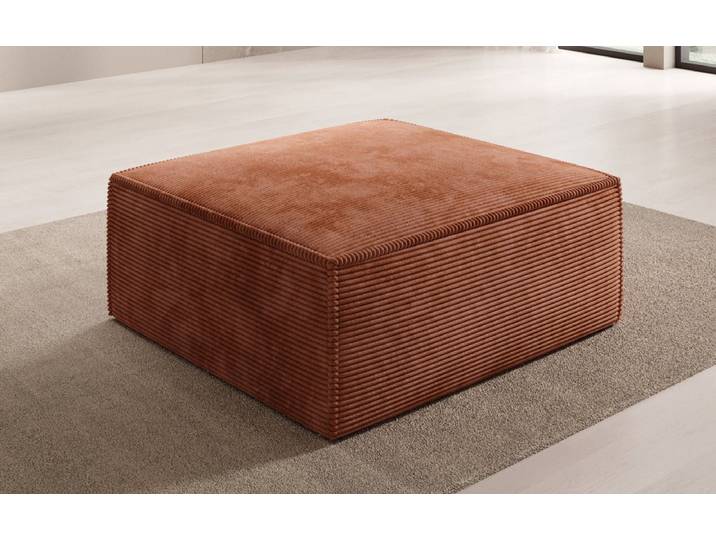Beistellhocker Lesley in Cord - Orange - Cord - Luxusbetten24