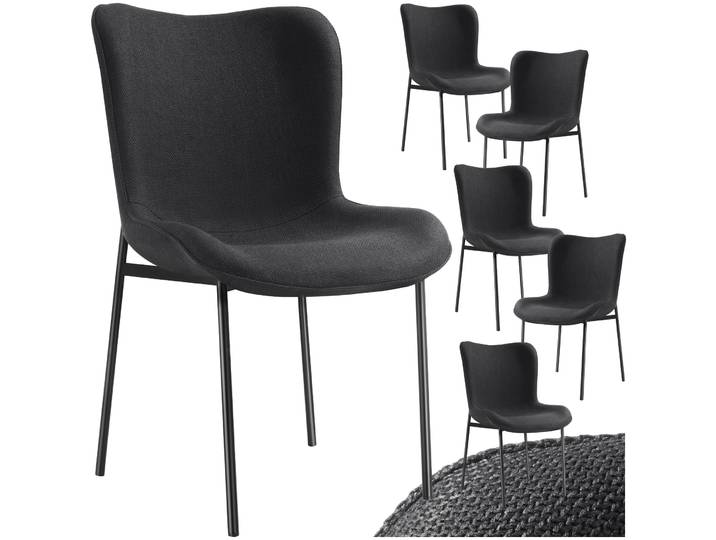 Polsterstuhl Tessa - Webstoff schwarz/schwarz, 6er Set
