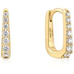 ANIA HAIE - HOOP EARRINGS - Oval Pavé Huggies - gold