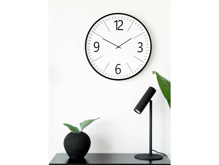 Horloge murale Bela Verre, plastique Ø 51cm Noir