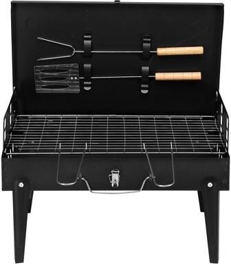 NO 17.32 x 10.63 x 8.66inch Portable Square Charcoal Grill Black
