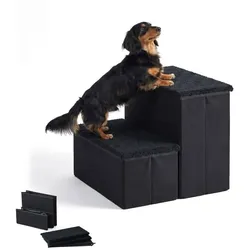 Relaxdays Faltbare Hundetreppe mit Stauraum Schwarz