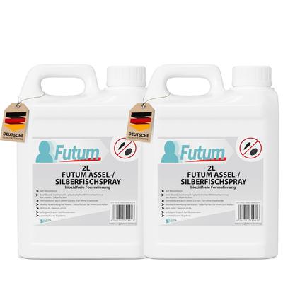 FUTUM 2x2L Silberfischspray / Asselspray bekämpft Insekten, Eier, Larven, Insektenspray ohne Biozide auf Wasserbasis, Sofortwirkung ohne Flecken