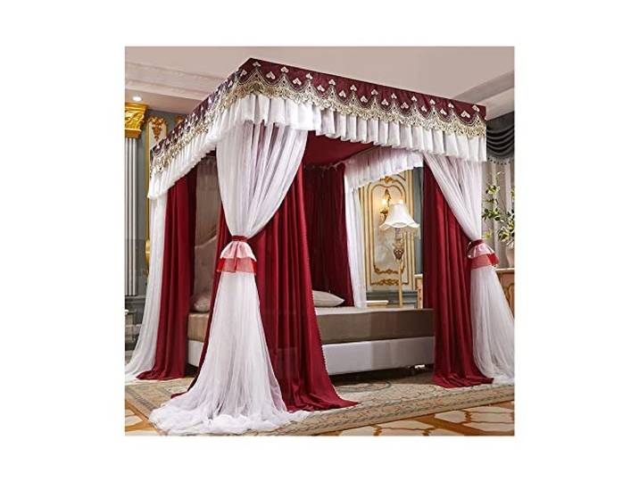 Betthimmel-Vorhang, Schlafzimmer-Dekoration, Moskitonetz, Beschattung und staubdichter Betthimmel für Queen-/King-Bett (Farbe: Stil 11, Größe: 1,8 x 2 x 2 m)