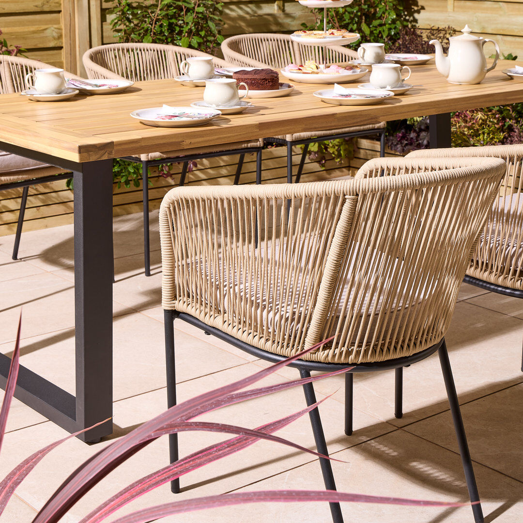 Rowlinson Oslo 6 Seat Dining Set Brown 75cm H x 90cm W x 210cm D