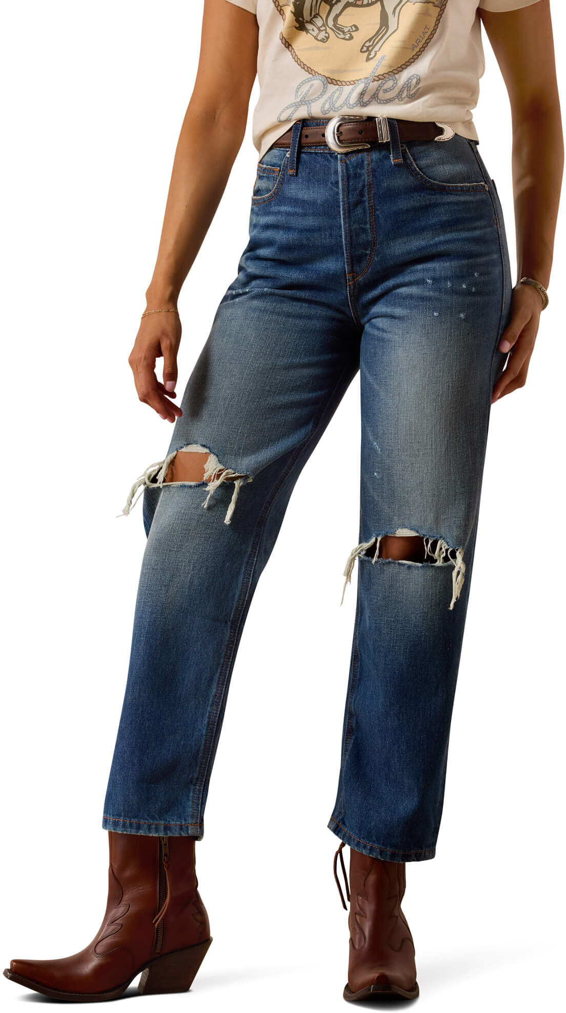 Women's Ultra High Rise Relaxed Tomboy Straight Leg Jeans in Haiti, Size: 33 Regular by Ariat
