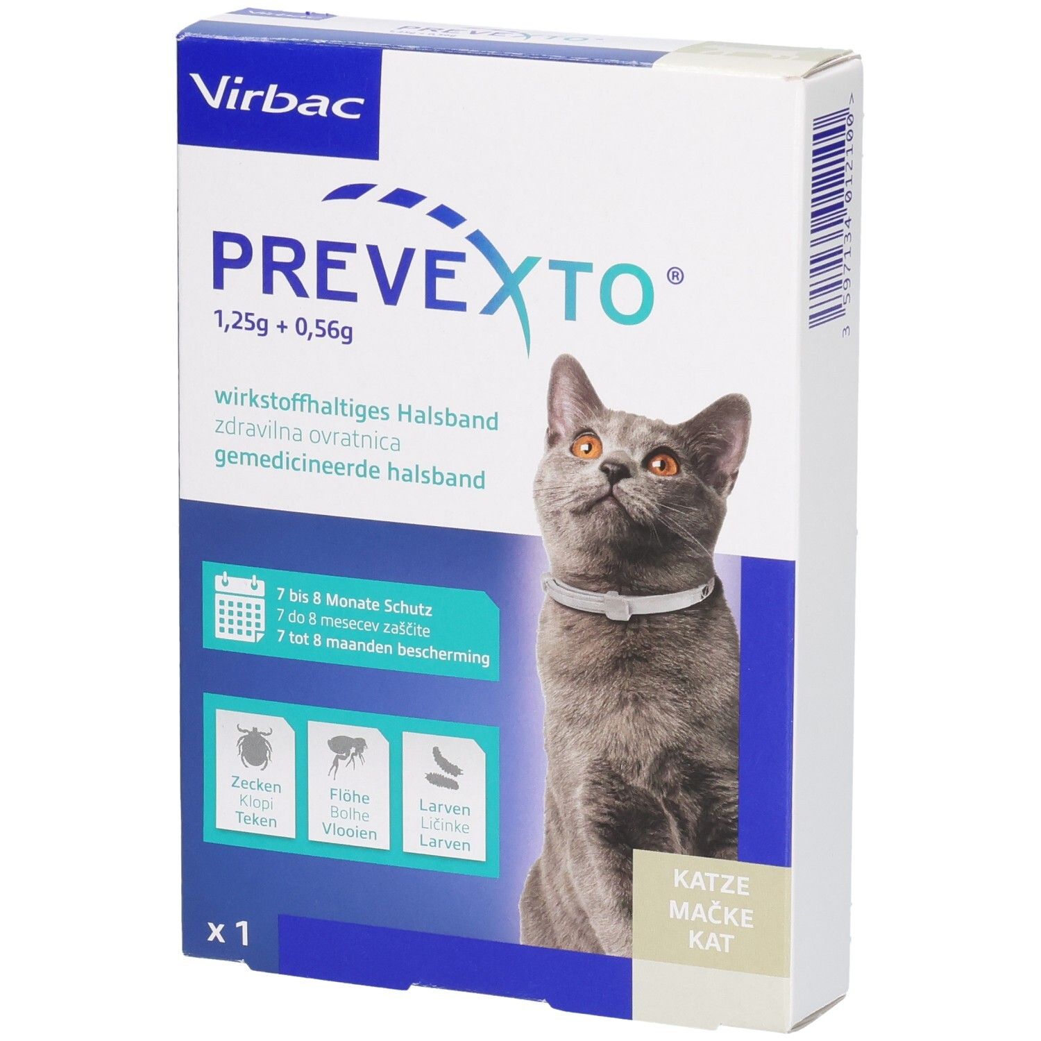 Prevexto 1,25g+0,56g wst.halt.Halsband Katzen 1 St Halsband