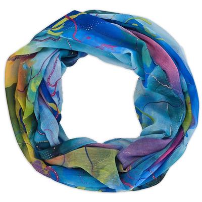 Loop STYLEBREAKER "Loop Aquarell Glow Metallic Akzente", Damen, blau (türkis, blau, lila), Obermaterial: 100% Viskose CV., Modisch, Modetücher Loop