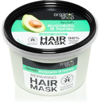Organic Shop Natural Avocado & Honey máscara regeneradora para cabelo 250 ml. Natural Avocado & Honey