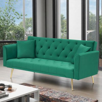 "71"" Velvet Convertible Loveseat Sofa with American Retro Style for Small Spaces"