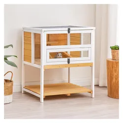 HTI-Living Erhöhter Kleintierkäfig aus Holz Nagerkäfig für Kaninchen, Meerschweinchen und Co., Gehege