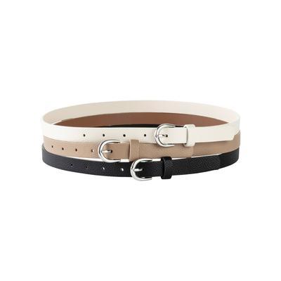 Hüftgürtel BONPRIX "Gürtel (3er Pack)", Damen, Gr. 100, beige (mandelbeige, cremeweiß, schwarz), Lederimitat, mehrfarbig, Gürtel Hüftgürtel, aus Polyurethan in Lederoptik, bequeme Passform, casual Stil