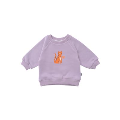 Sweatshirt LILIPUT "Tiger", Jungen, Gr. 134/140, lila (flieder), 80% Baumwolle, 20% Polyester, bedruckt, normal, Rundhals, Sweatshirts Sweatshirt, mit niedlichem Tiger-Print