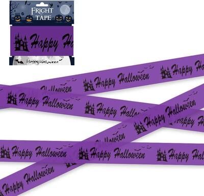 Uplifted Finds Halloween Warning Tape Caution Line Sign Plastic Skull Decoration Party Prop purple 6m