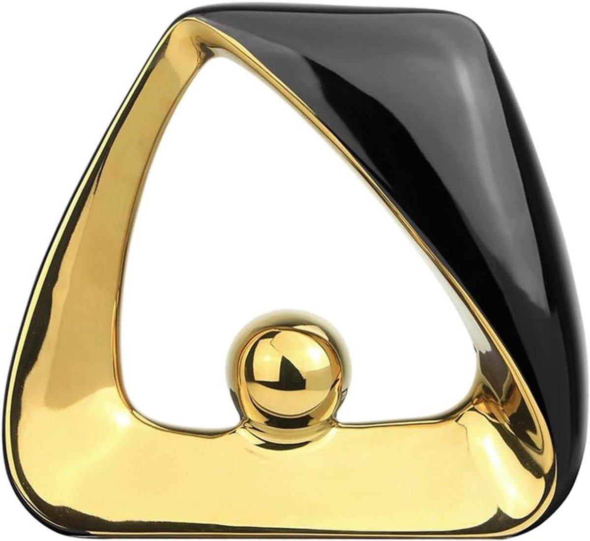Geometrische Keramische Sculptuur Decoratie Zwart Goud Lengte: 21 cm