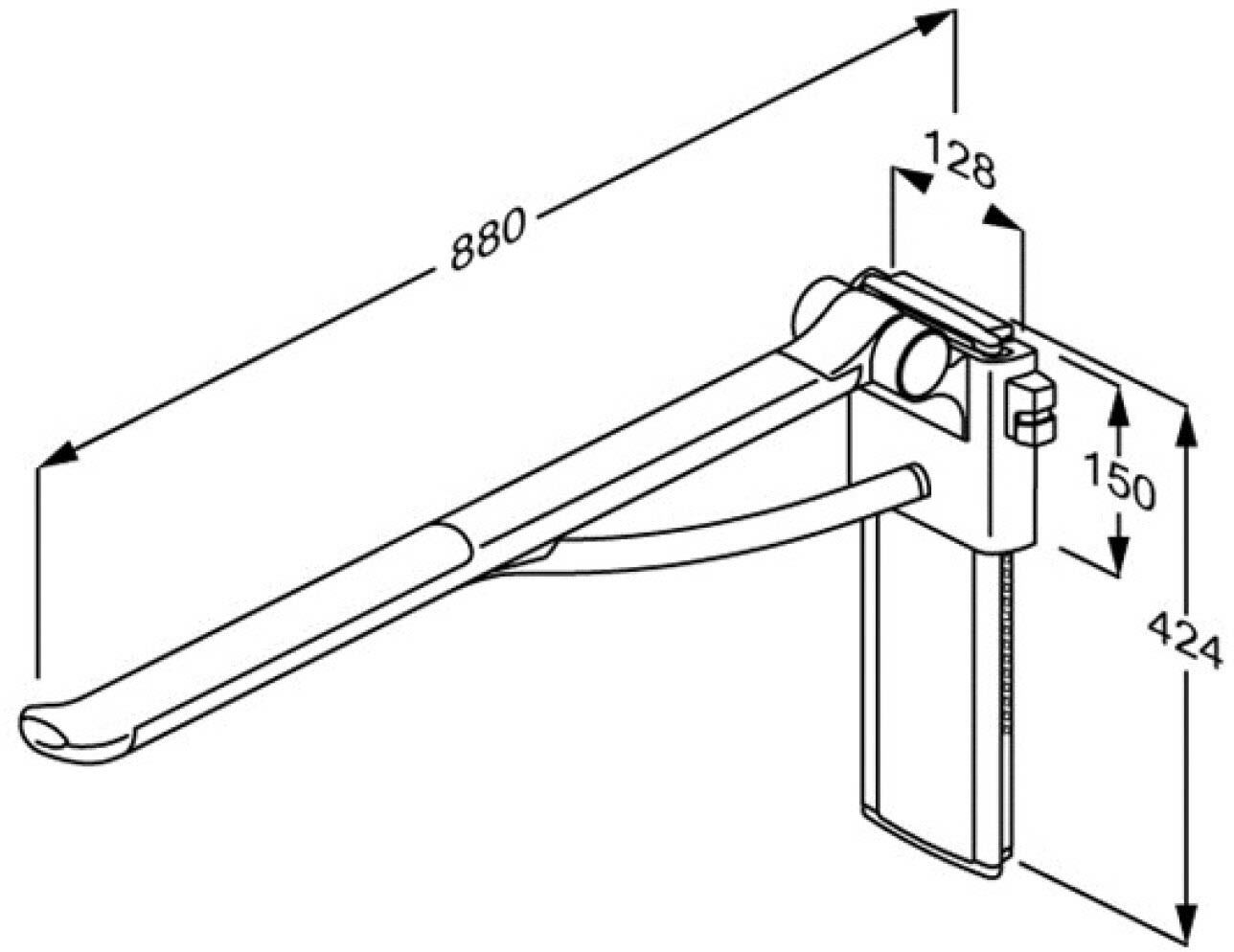 Pressalit PLUS Stützklappgriff 88 cm höhenverstellbar rechts, Accessoires, R370485035, rot