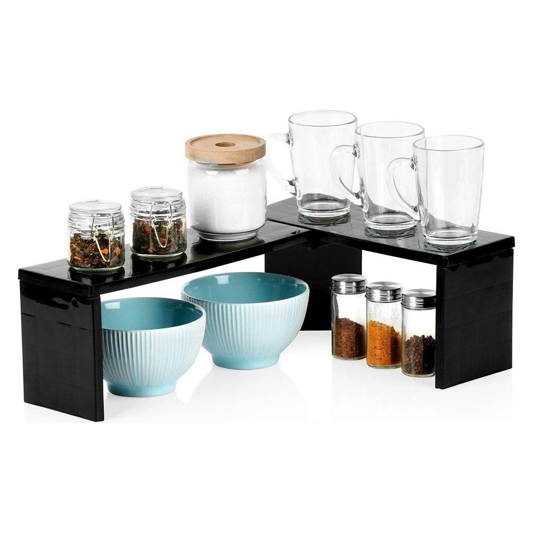 Vilde Półka kuchenna regulowana narożna podłużna czarna organizer 47x32x15.5cm 229207 (64573194)