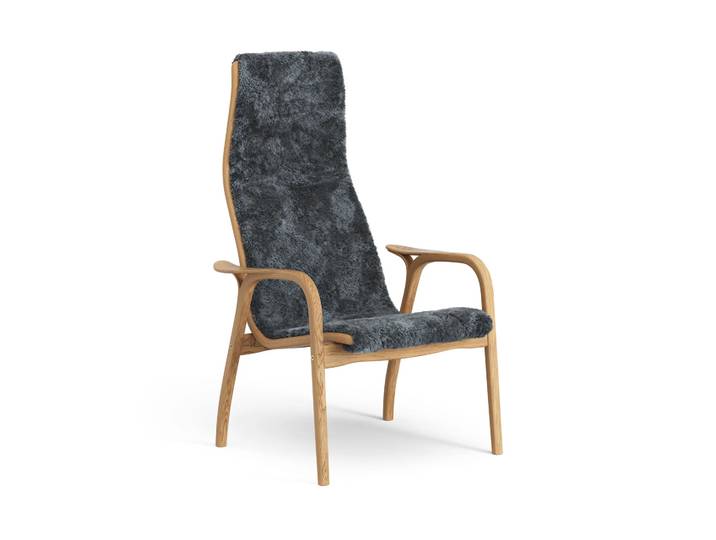 Swedese Lamino Sessel Eiche geölt/Schaffell Charcoal (dunkelgrau)