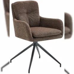 Décoshop26 - Esszimmerstuhl x1 komfortabel und modern mit Drehfunktion brauner Stoffbezug Metallgestell 10_0007531